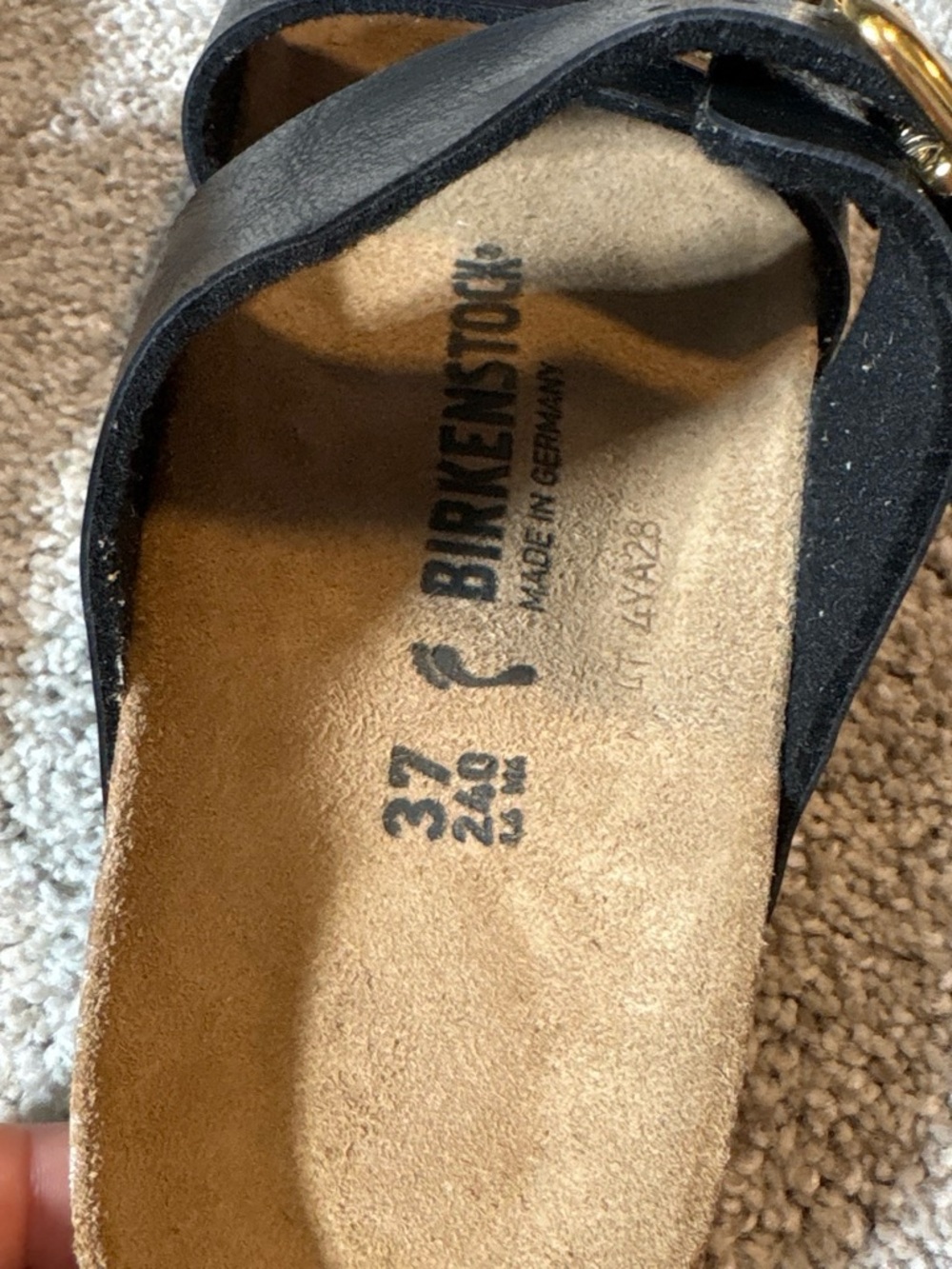 Birkenstock Sydney Gold Cushion Buckle Black Sandals - Picture 5 of 6